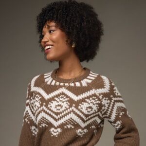 Francesca's Collections Chocolate and Cream Knit Sweater